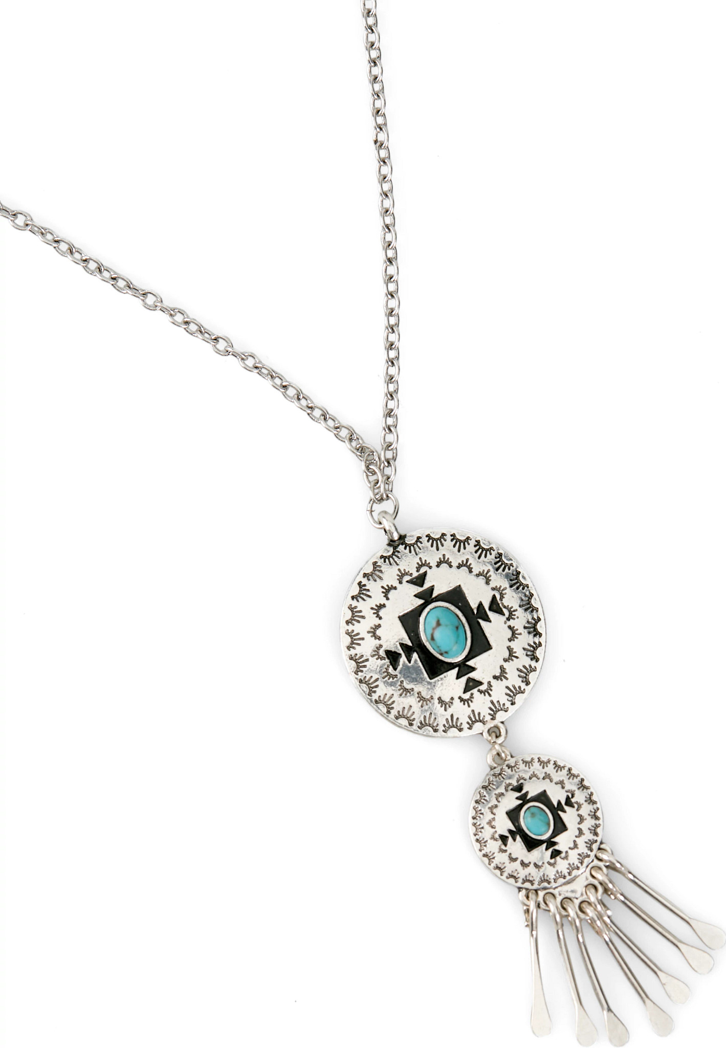 Concho Pendants Chandelier Necklace se muestra en la Silver (Multicolor)