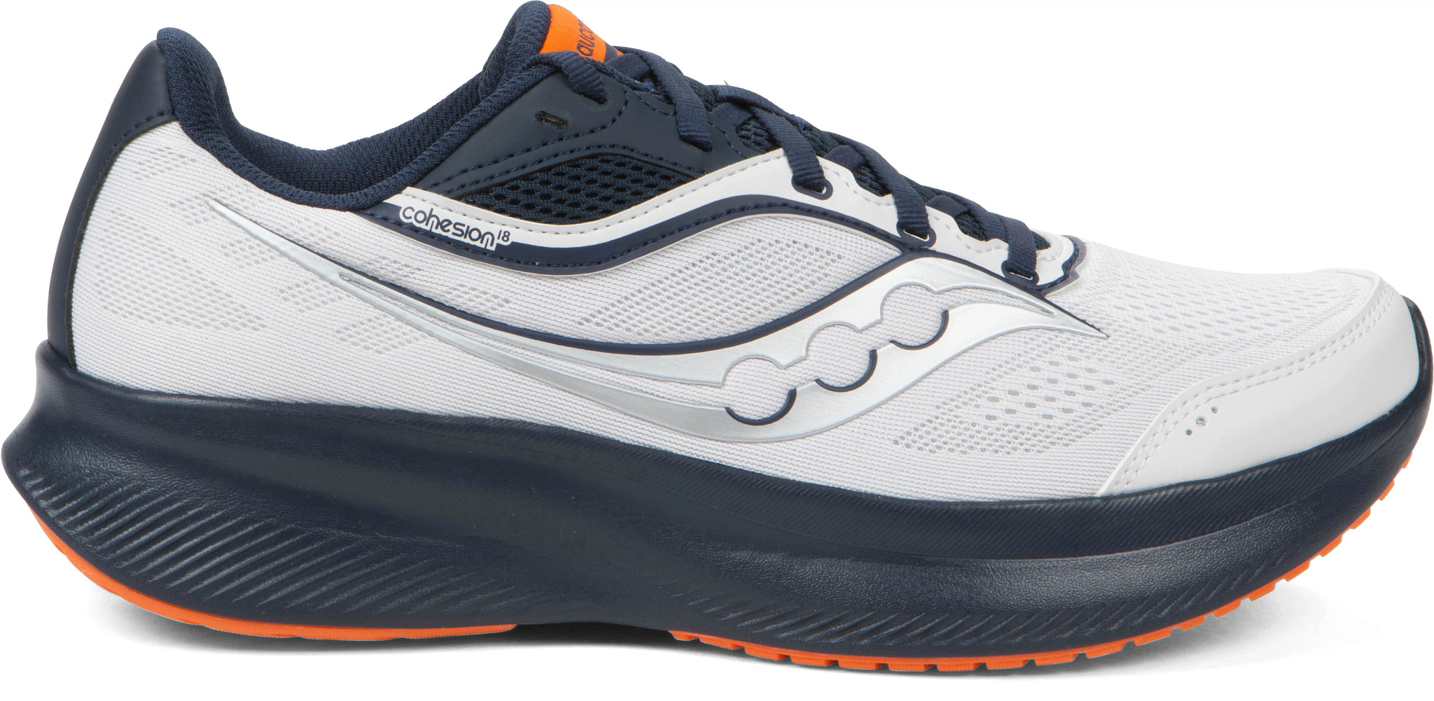 Men's Saucony Cohesion 18 Runner shown in Fog/Navy (Grey)