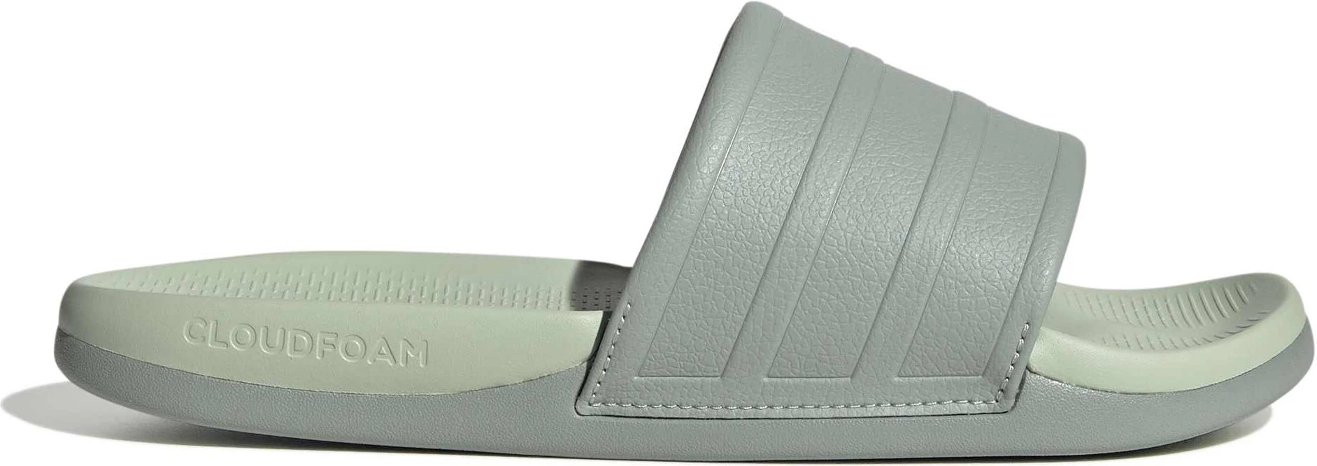Women's Adidas Adilette Comfort Slide shown in Wonder Sage/Linen Green (Green)
