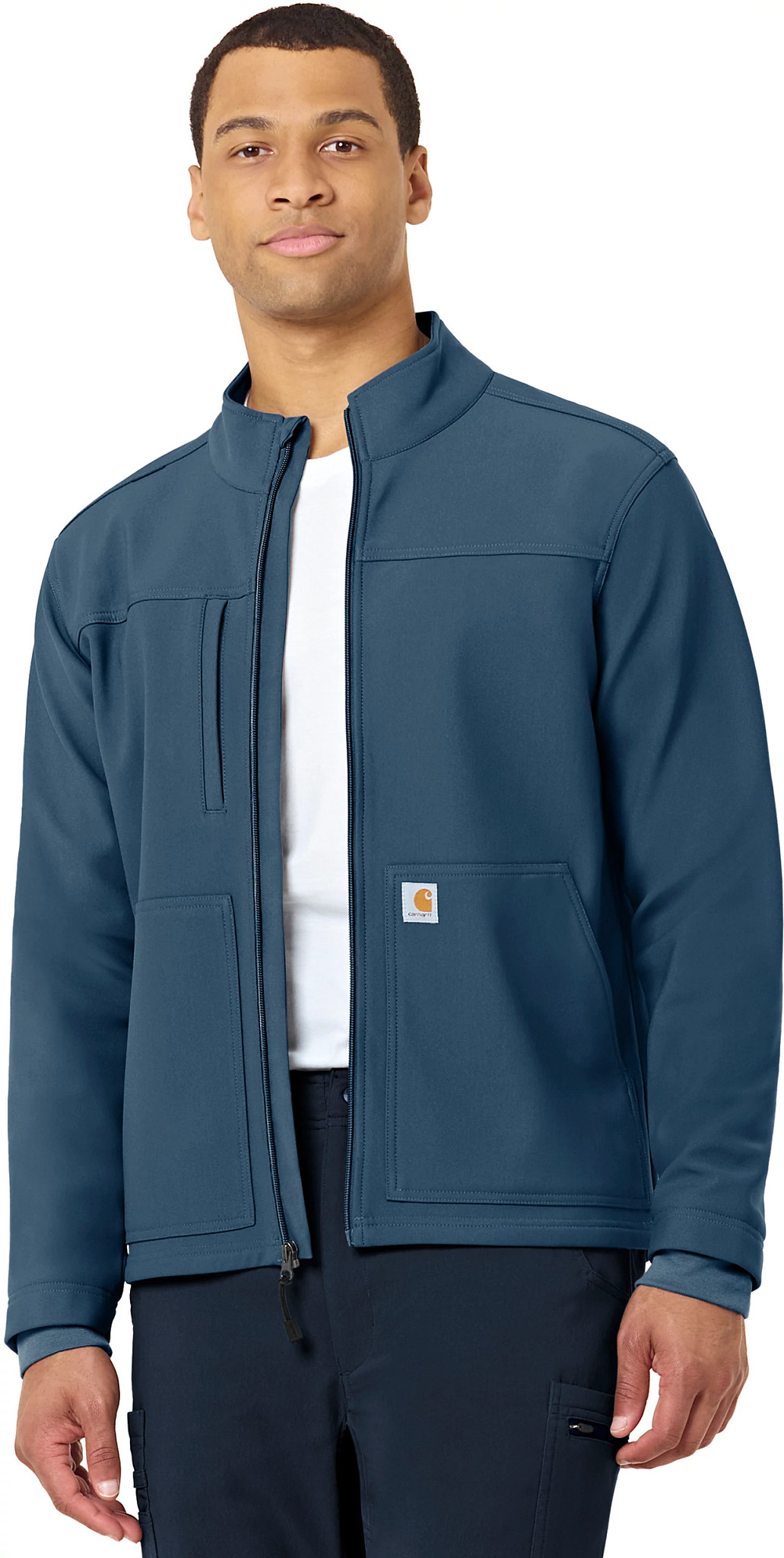 Men's Carhartt Rugged Flex Bonded Fleece Jacket shown in Storm Blue (Blue)