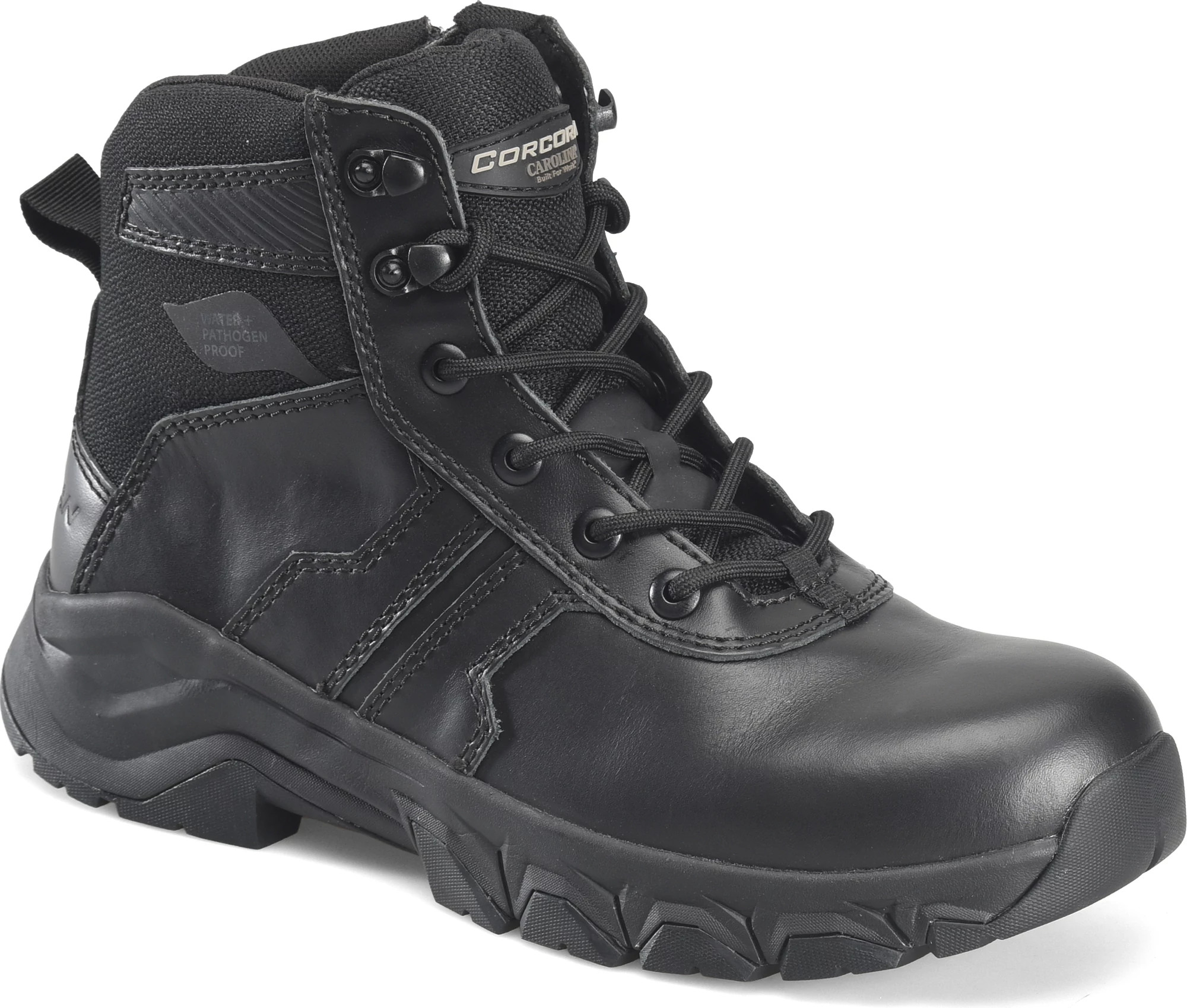 Mens waterproof boots with side outlet zipper