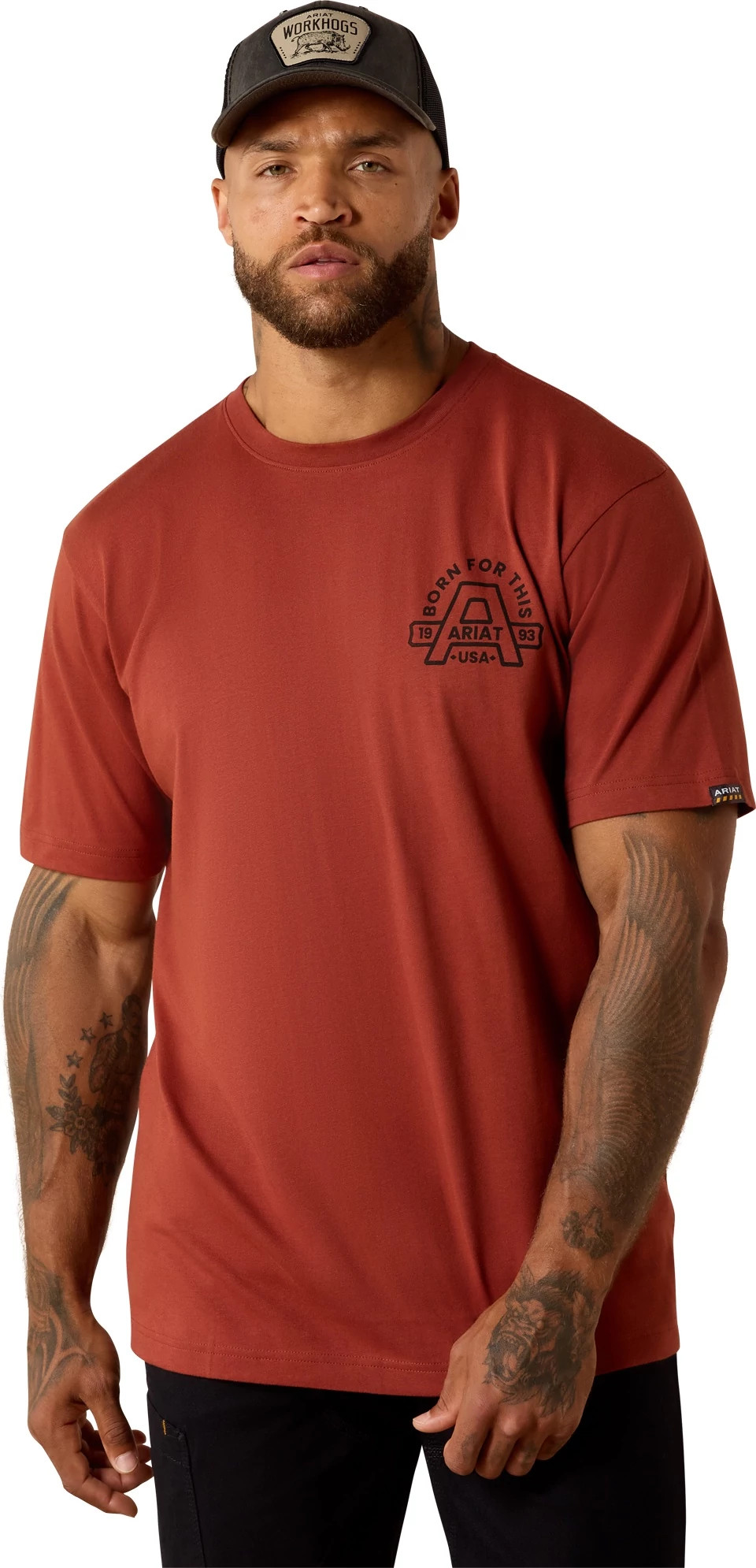 Men's Ariat Cotton Strong Hardhead T-Shirt shown in Brandy Snifter (Brown)