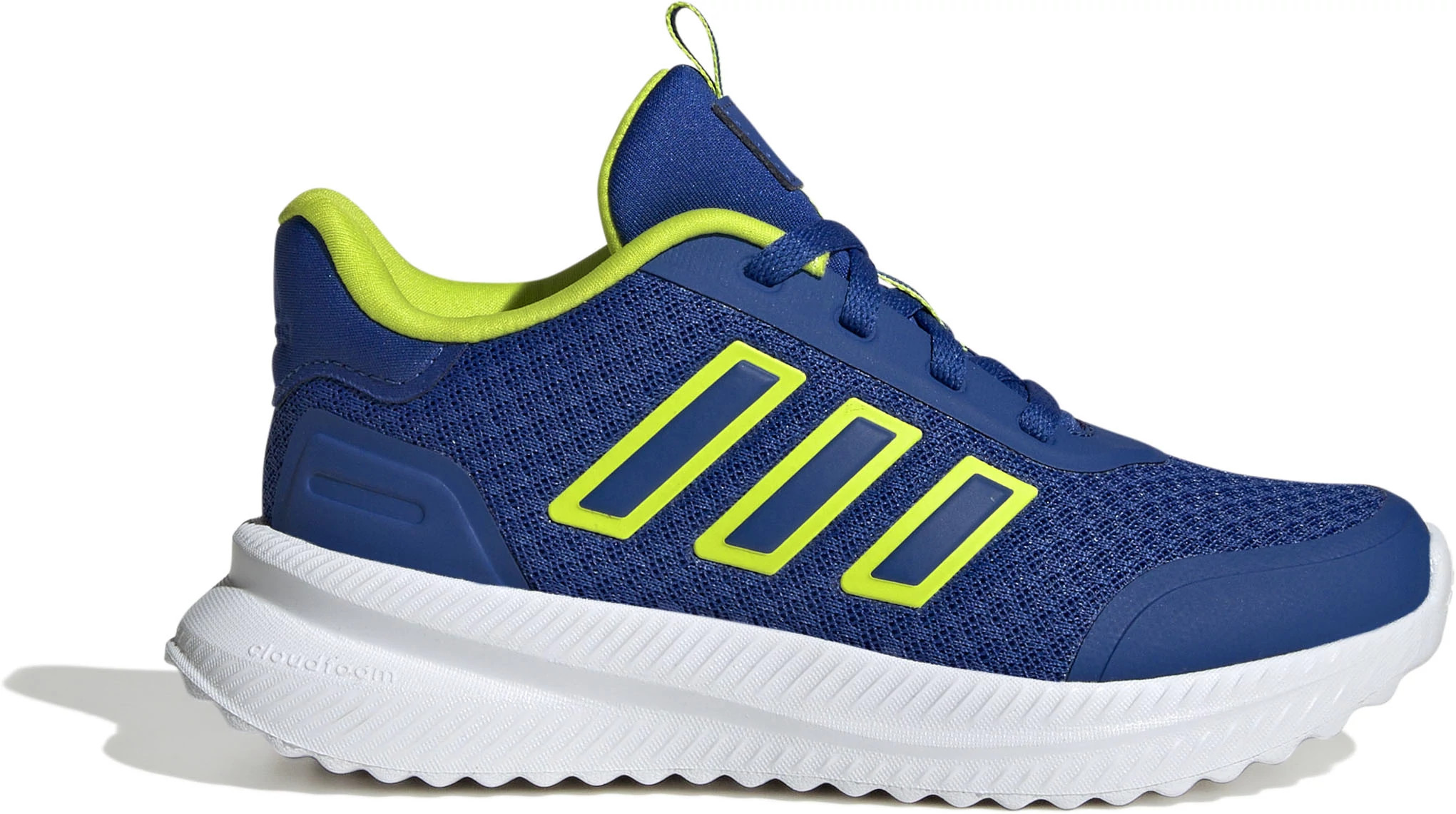 Boy's Adidas X_Plrpath K Runner shown in Royal/Lime/White (Blue)