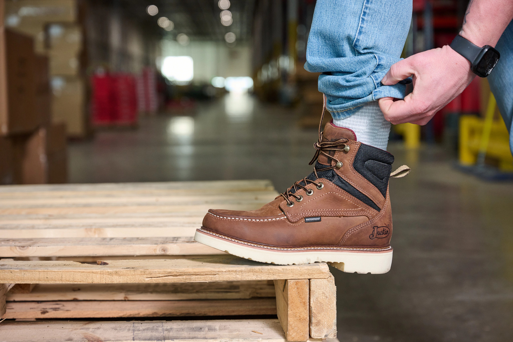 Bristol 6" Waterproof Steel Toe shown on model 