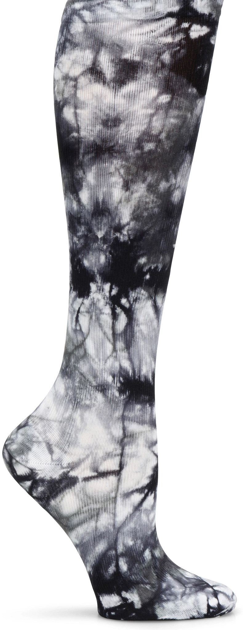 Wide Calf Compression Socks se muestra en la Black Tie Dye (Te&ntilde;ido Anudado)