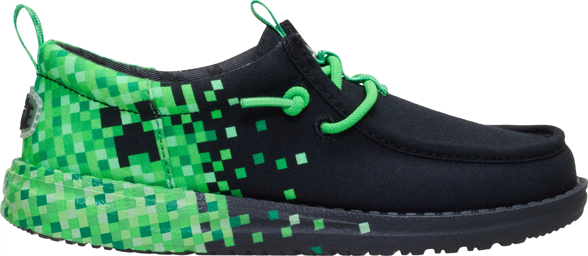 Boy's Hey Dude Wally Funk Y Minecraft Creeper shown in Black/Green Glow (Multicolor)