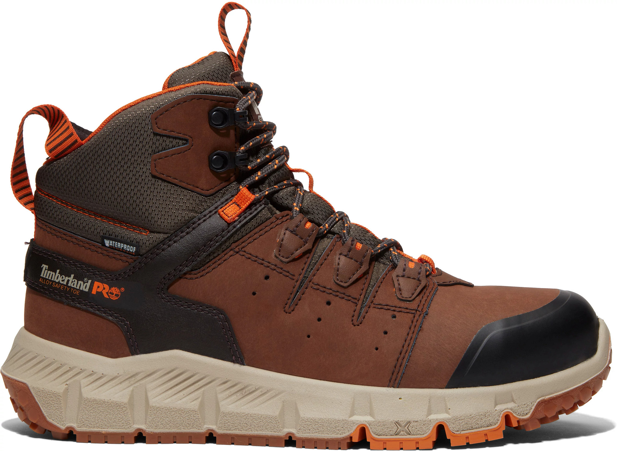 Men's Timberland Pro Waterproof Alloy Toe Tempe Hiker shown in Brown (Brown)
