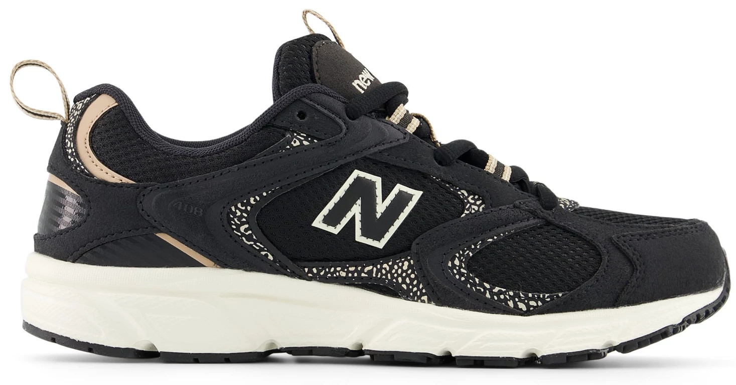 Men's New Balance 408 Lifestyle Sneaker shown in Black Taupe (Black)