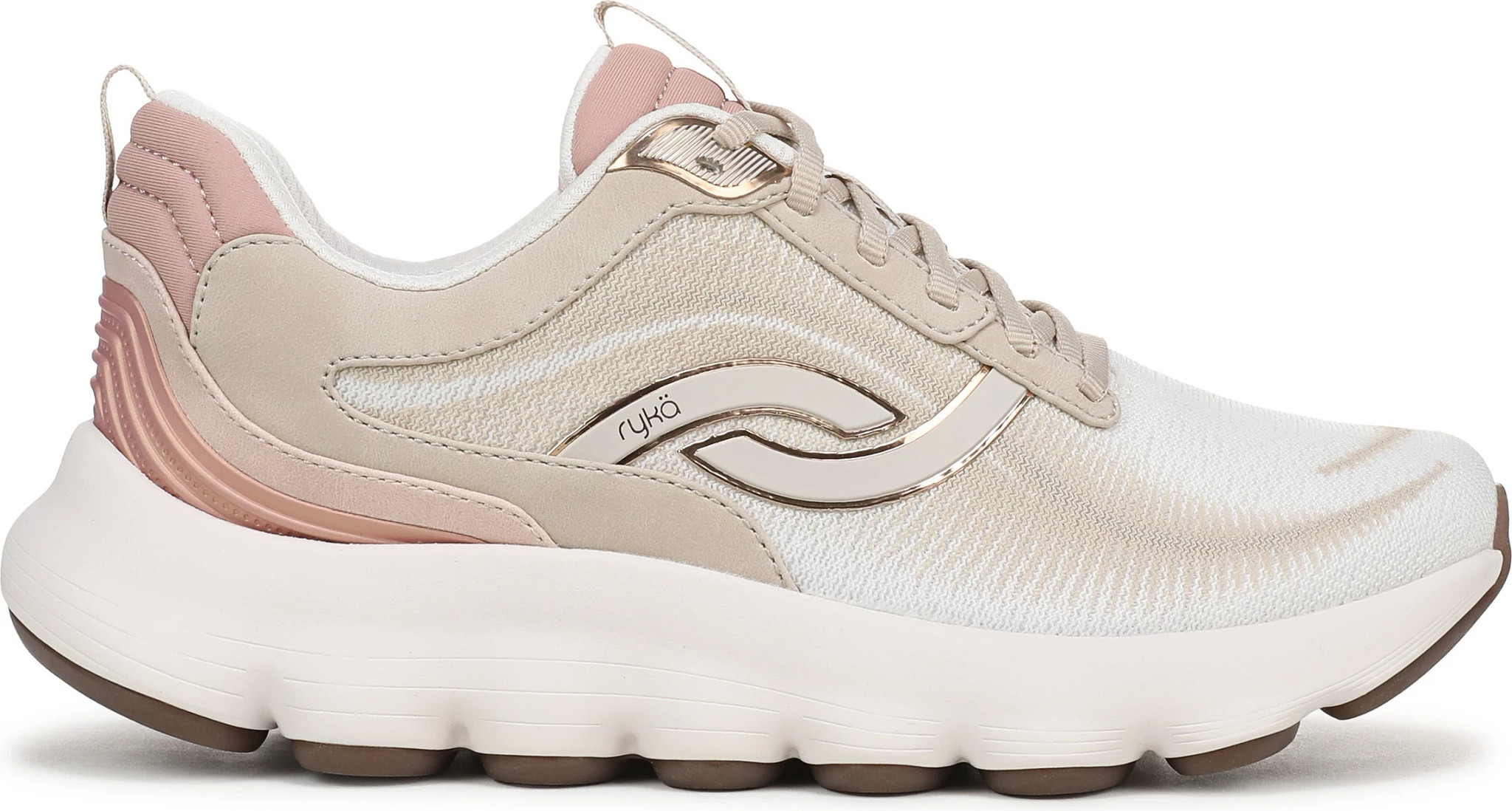 Women's Ryka Podflow 2 Walker shown in Alyssum/Taupe/Pink (Off White)