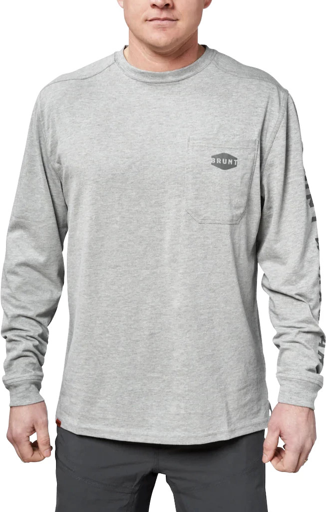 Brunt Workwear Long Sleeve Pocket T-Shirt shown in Light Grey Heather (Grey)
