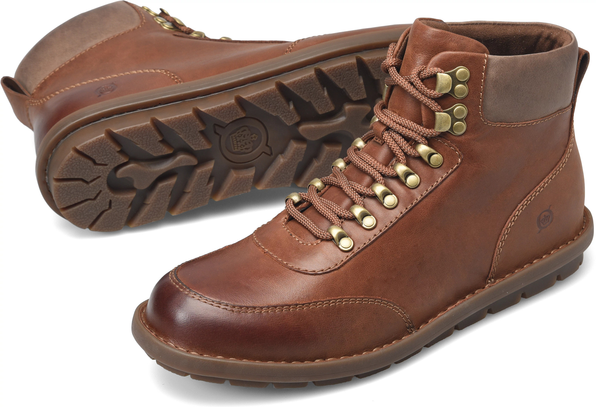 Men's Born Lace Up Comfortable Rugged Hollis Boot Lt Brown Nutmeg H56441 