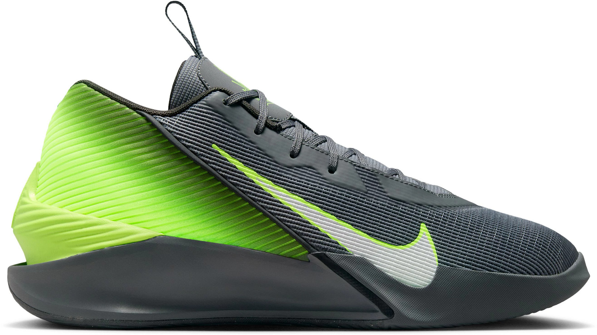 Men's Nike Jump Academy Mid Basketball shown in Grey/Lime (Grey)