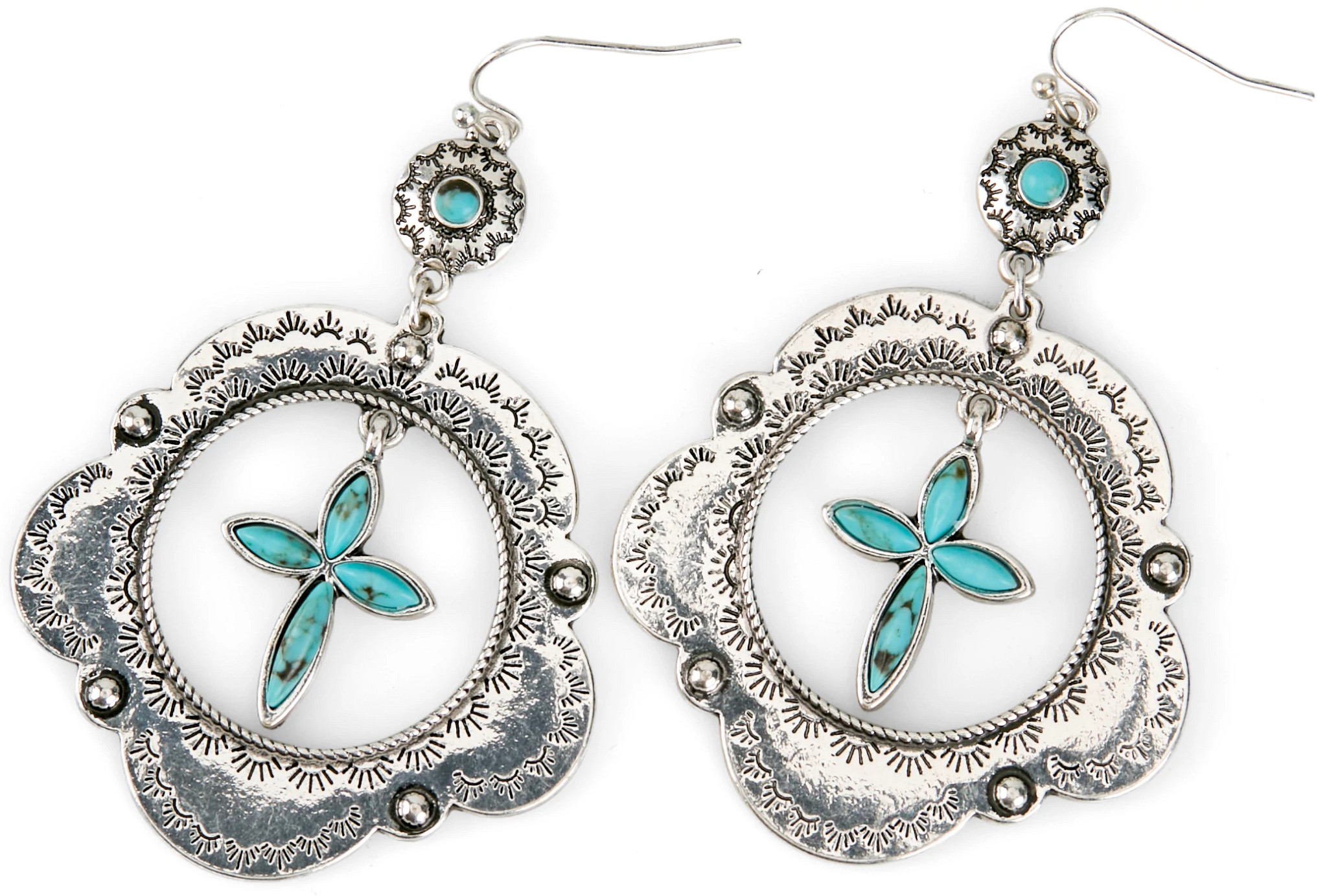 Justin Women's Oval Pendant Earrings se muestra en la Silver (Multicolor)
