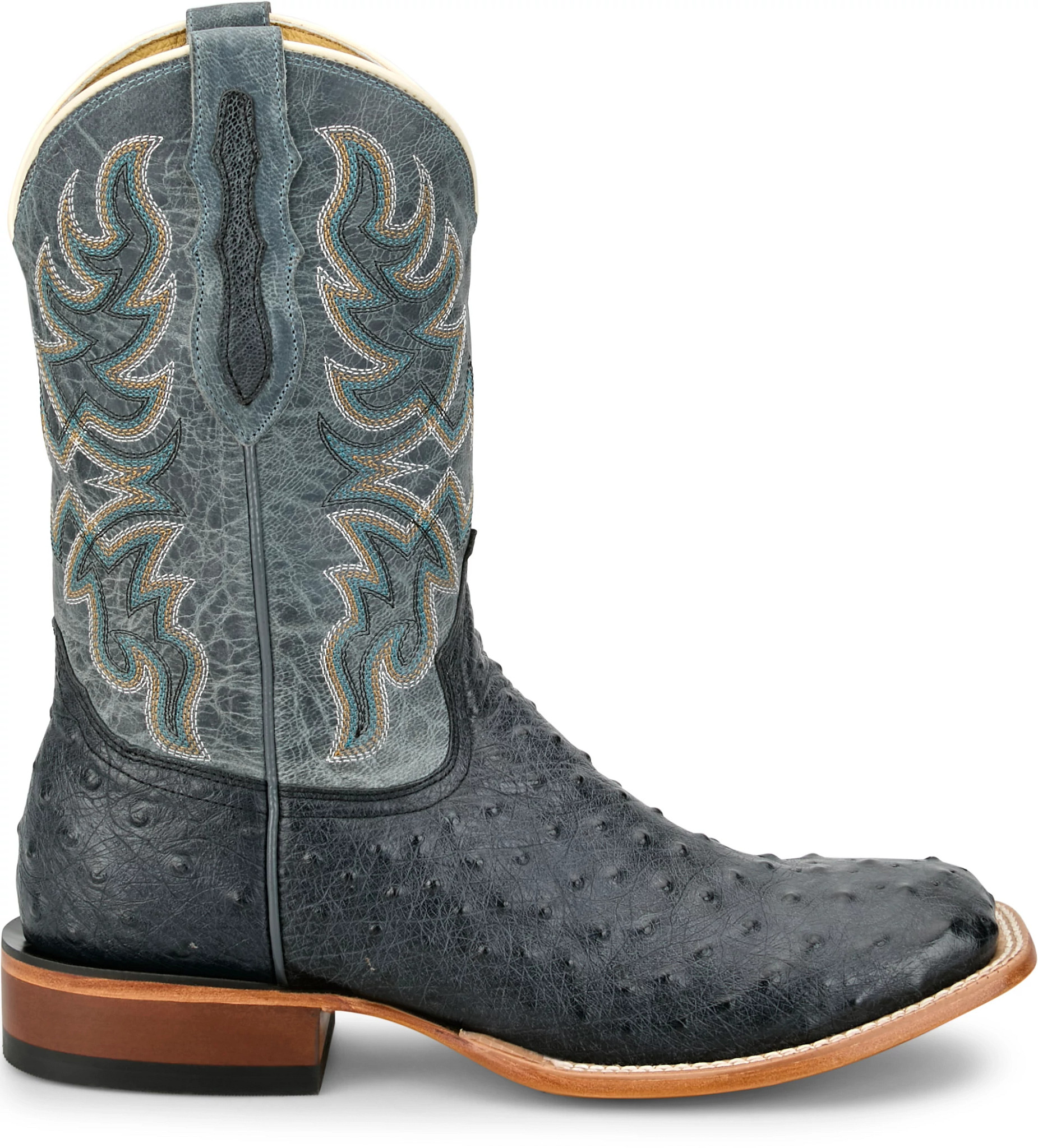 Men's Tony Lama Blaine 11" Full Quill Ostrich shown in Grey (Blue)