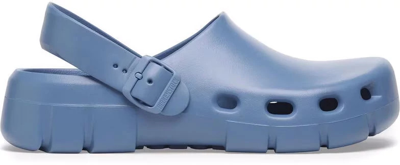 Women's Birkenstock Birki Flow Recovery Clog shown in Elemental Blue (Blue)