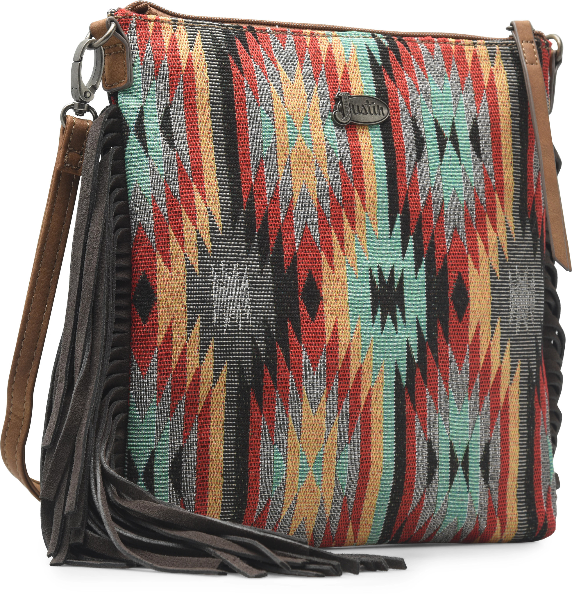 Grey Aztec top Beaded Crossbody