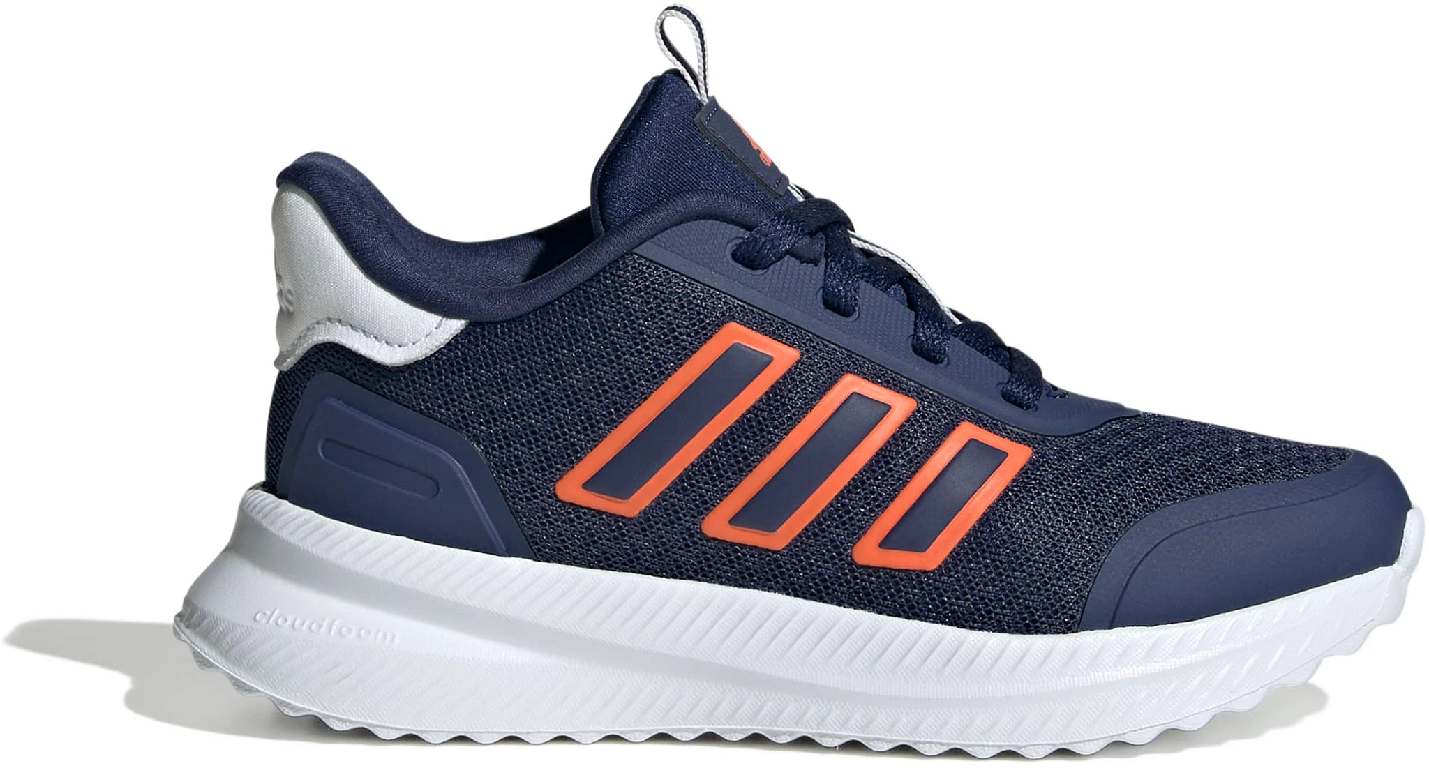 Boy's Adidas X_Plrpath K Runner shown in Navy/Orange (Blue)