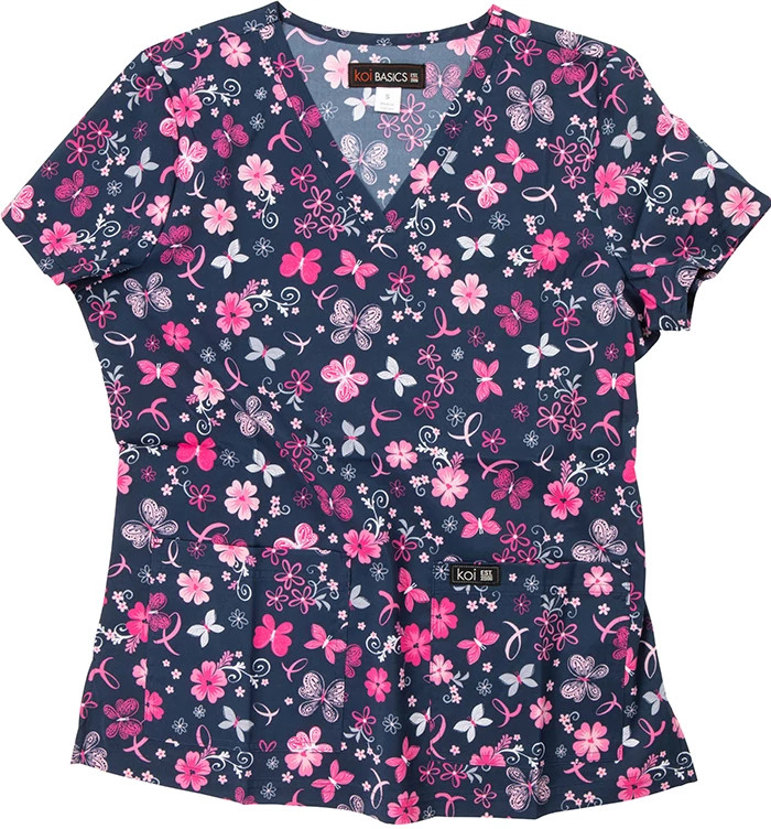 Women's Koi Ribbon Garden V Neck shown in Print (Prints)