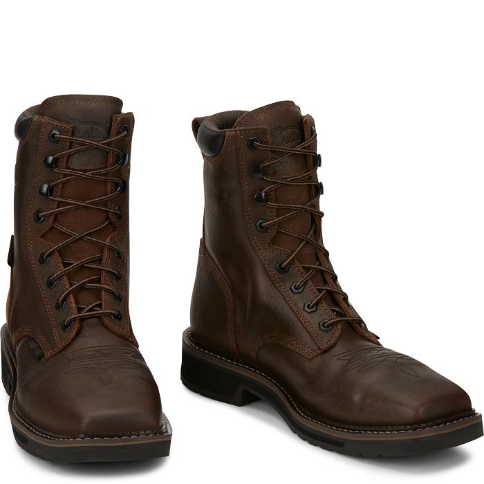 AM Shoes Mens Casual Lace Up Work Boot Shoes, Brown, US 10