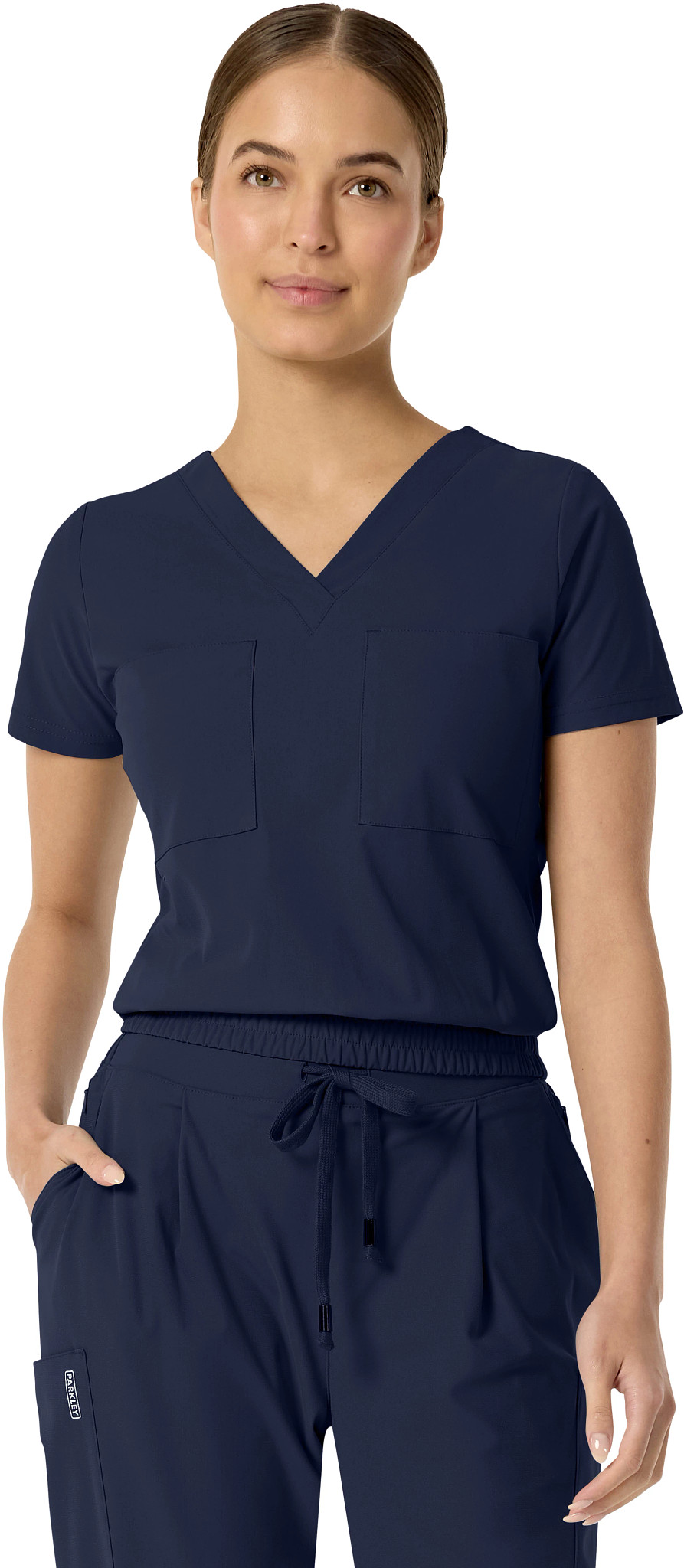 Women's Parkley Celine Elastic Band V Neck shown in Navy (Blue)