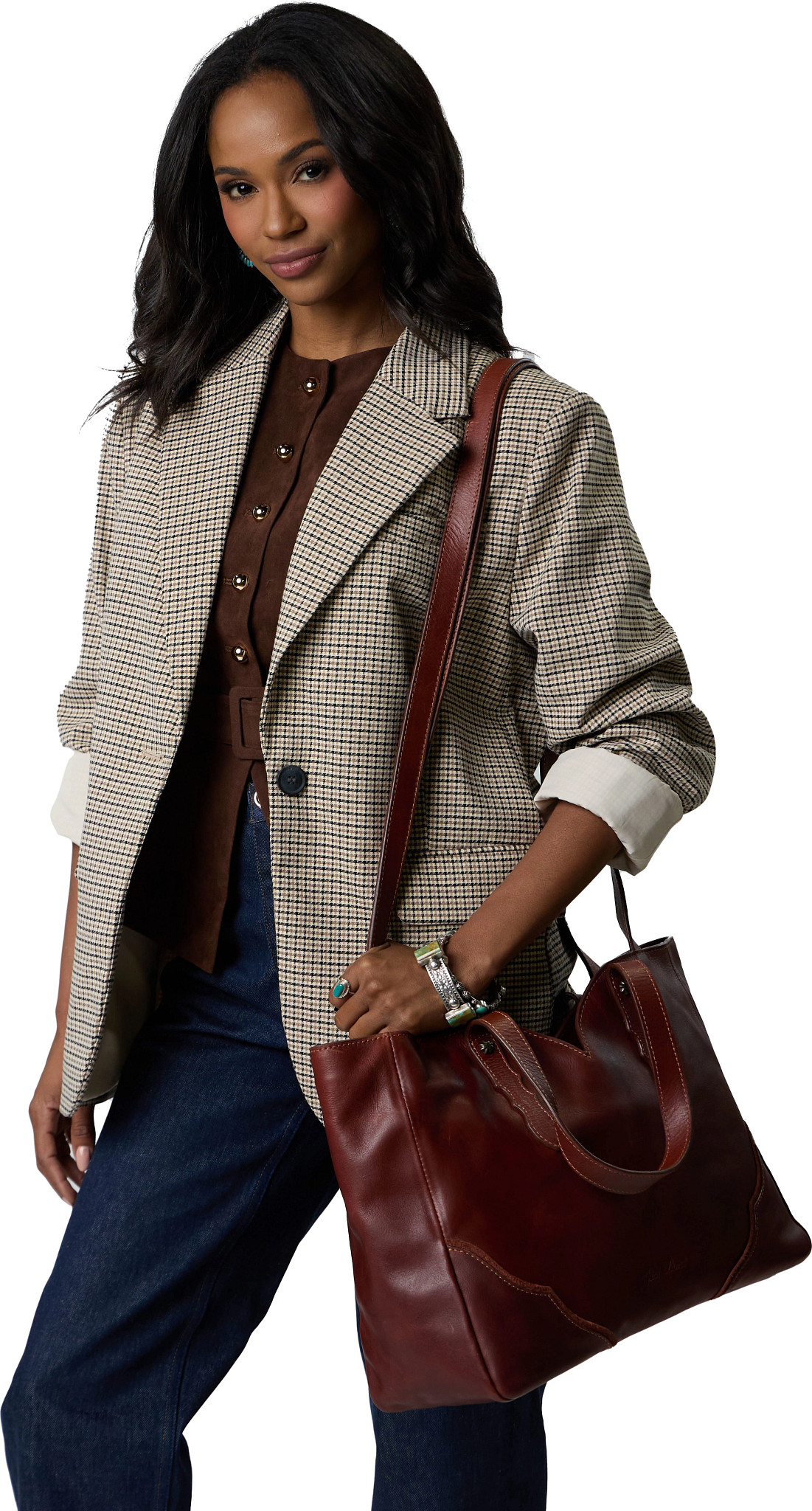 Adriana - 4 Strap Tote shown on model 