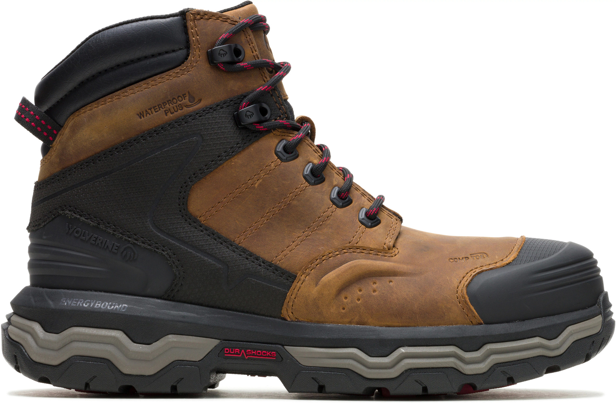 Men's Wolverine 6 Inch Waterproof Carbon Toe Durashocks Alpha shown in Dark Tan (Tan)