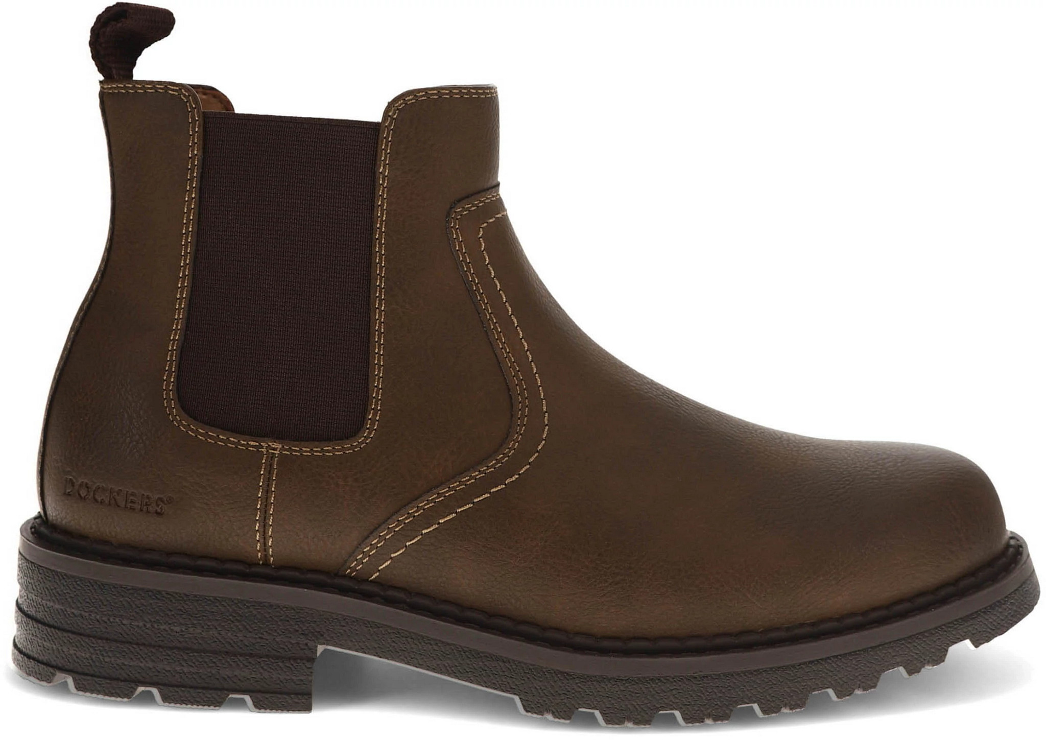 Men's Dockers Truman Chelsea Boot shown in Dark Tan (Tan)