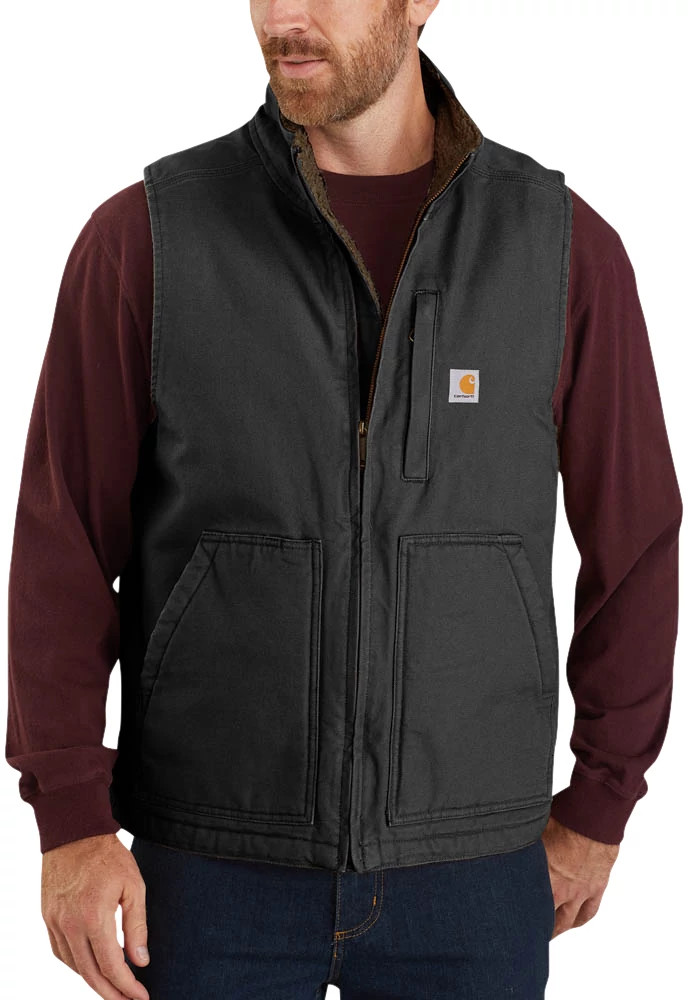 Men's Carhartt Sherpa Lined Vest shown in Black (Black)