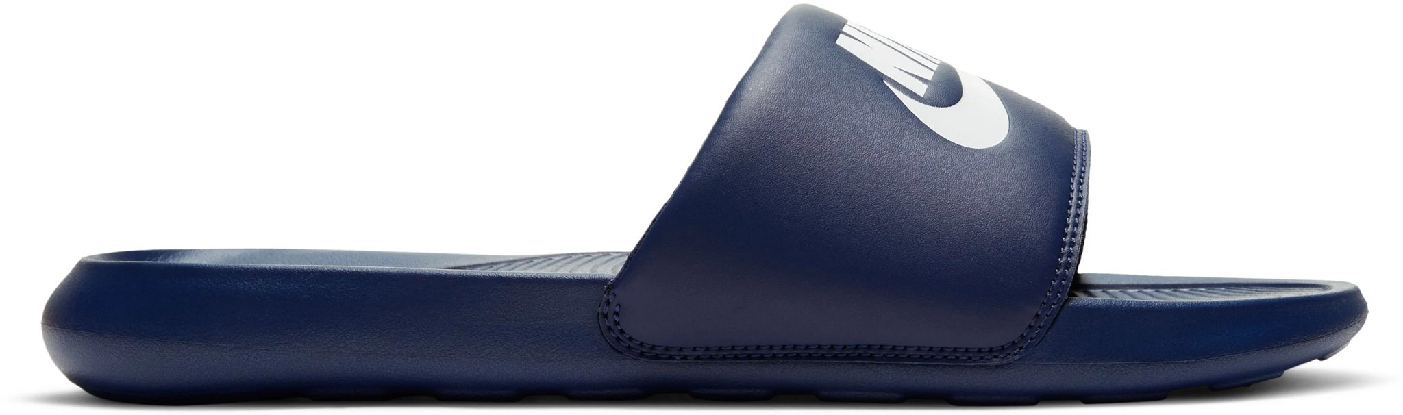 Men's Nike Victori One Slide shown in Navy White (Blue)