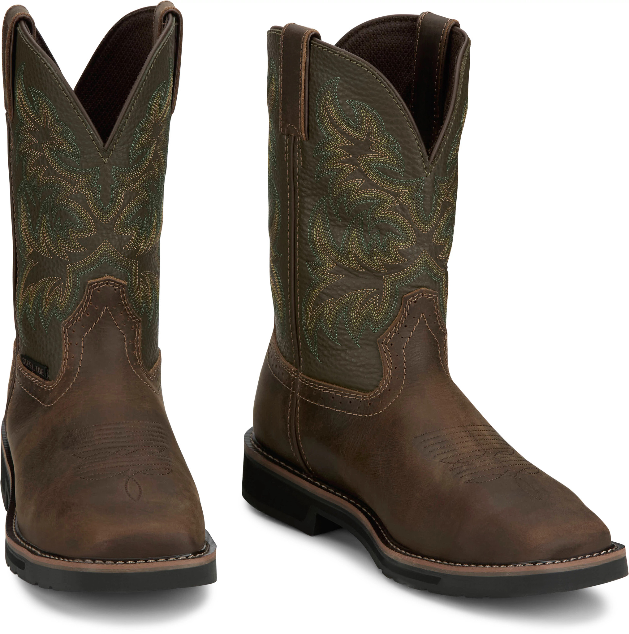 Justin steel best sale toe snake boots