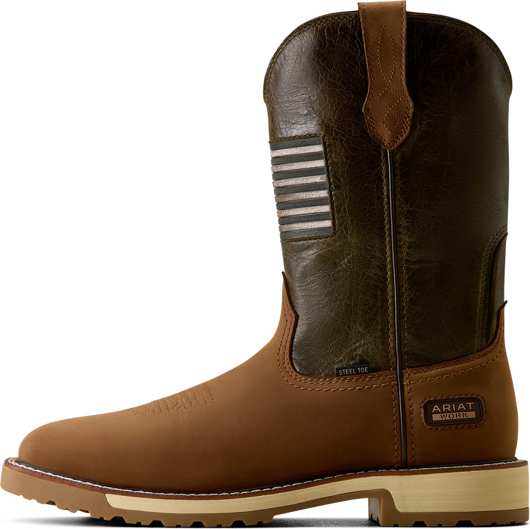 Men's Ariat 11 Inch Steel Toe Activator Patriot shown in Brown Olive (Brown)