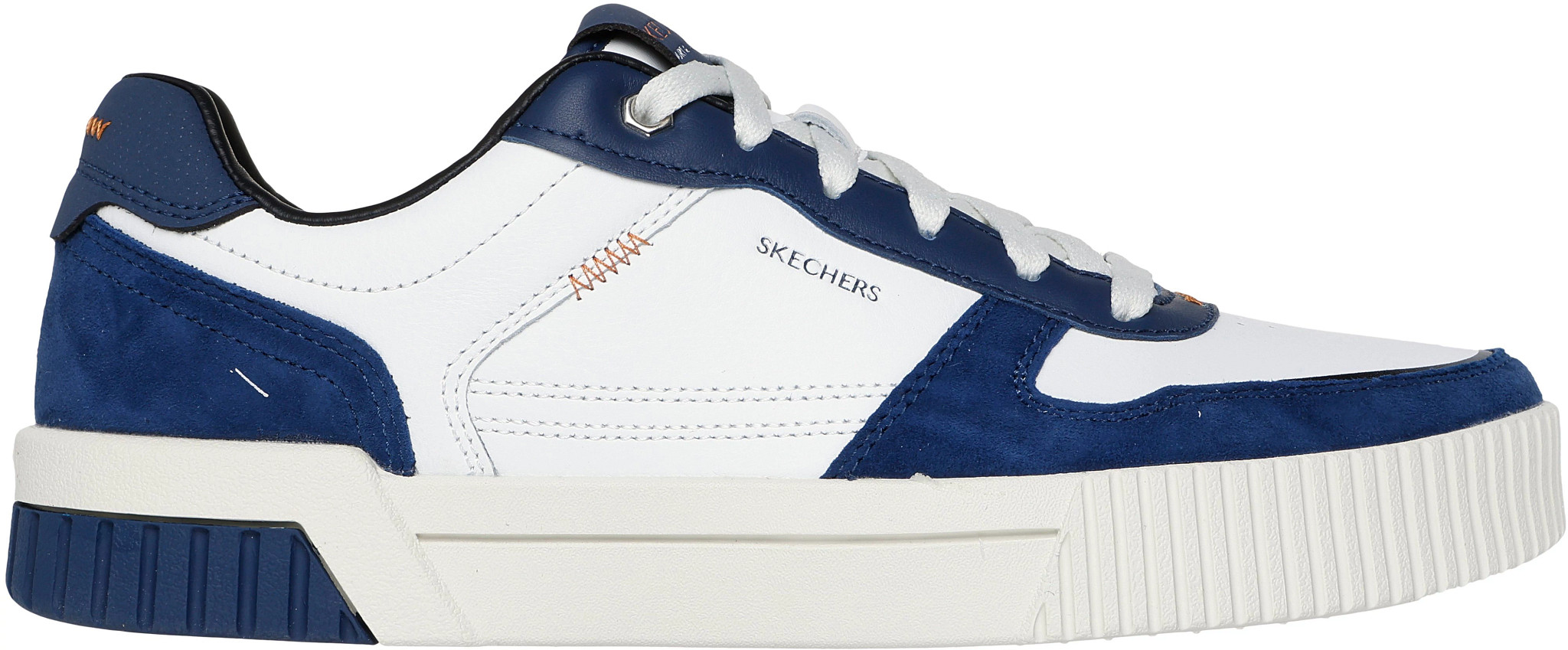 Men's Skechers Jade Kovos Court Shoe shown in White/Navy (White)