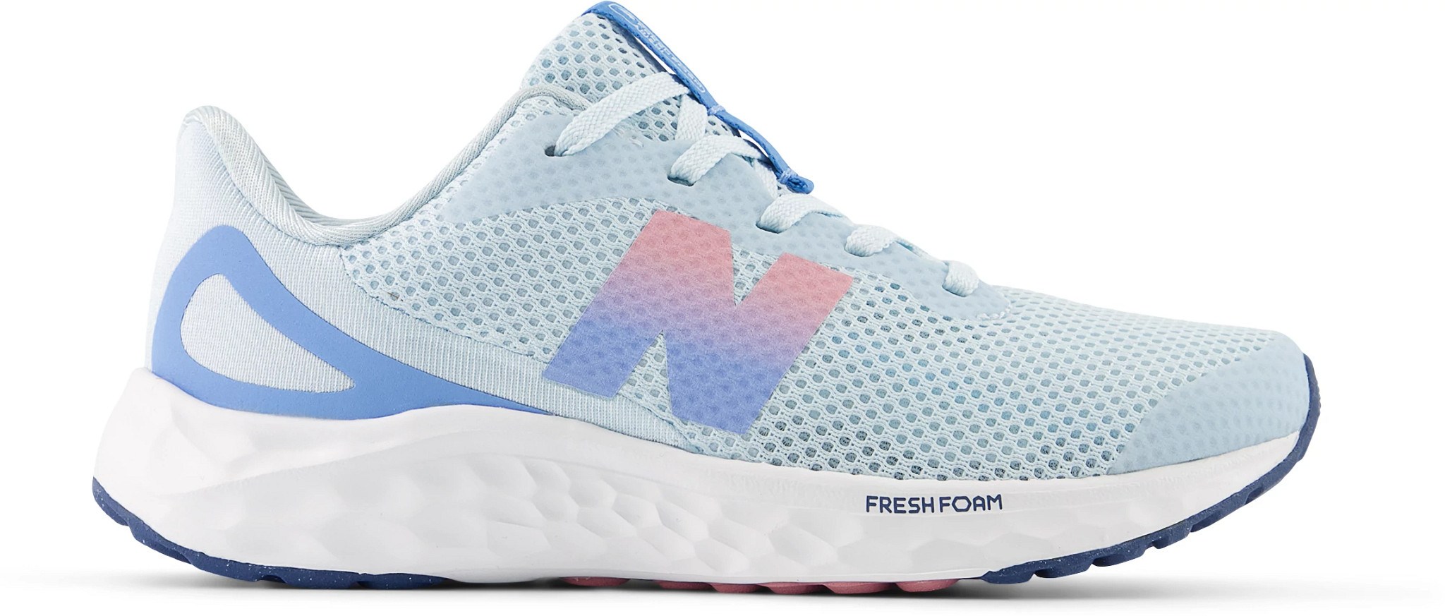 Toddler Girl's New Balance Arishi Runner shown in Frosted Glass/Carolina B (Multicolor)