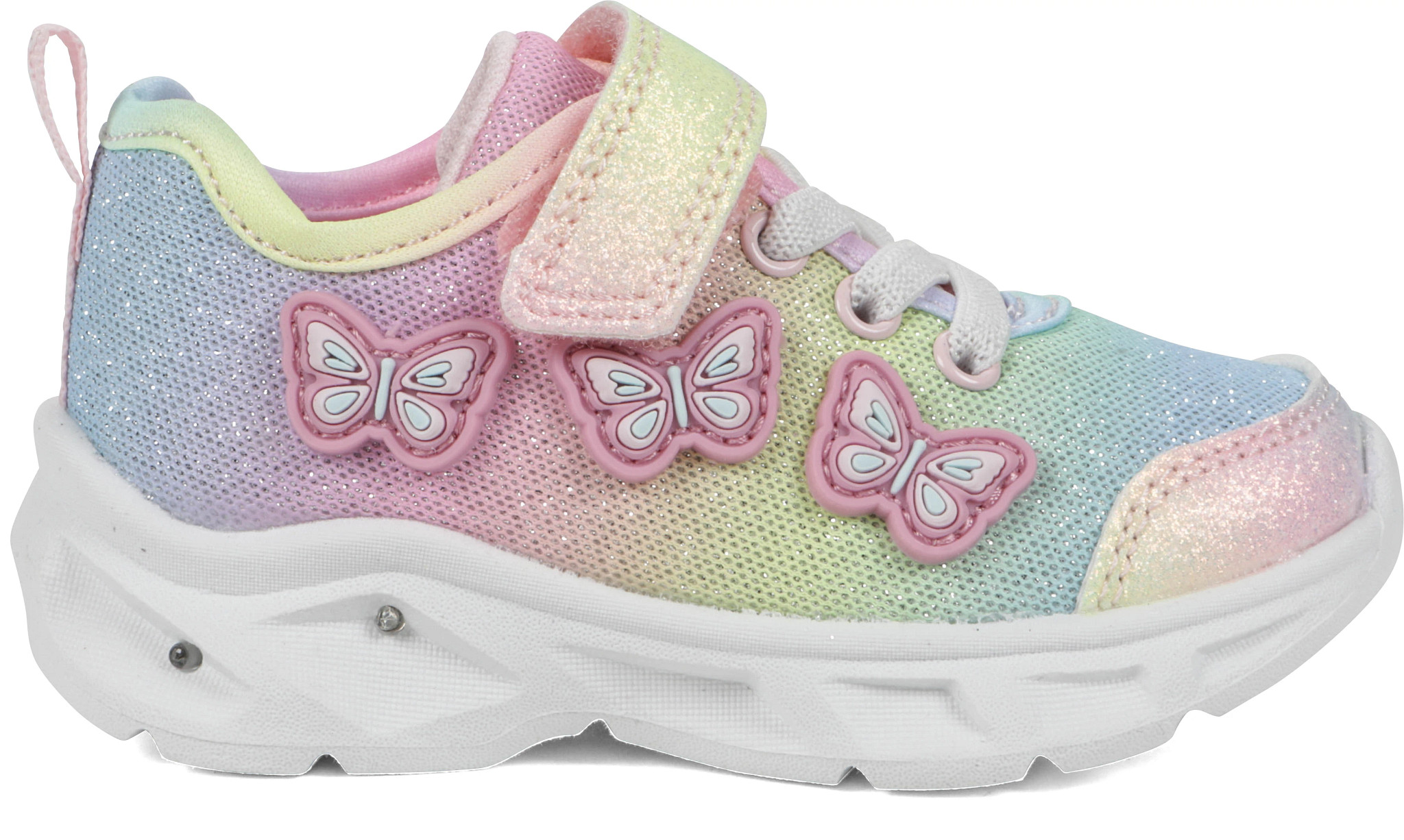Toddler Girl's Carters Ohio Lighted Velcro Butterfly Rainbow Runner shown in Butterfly Rainbow Multi (Multicolor)
