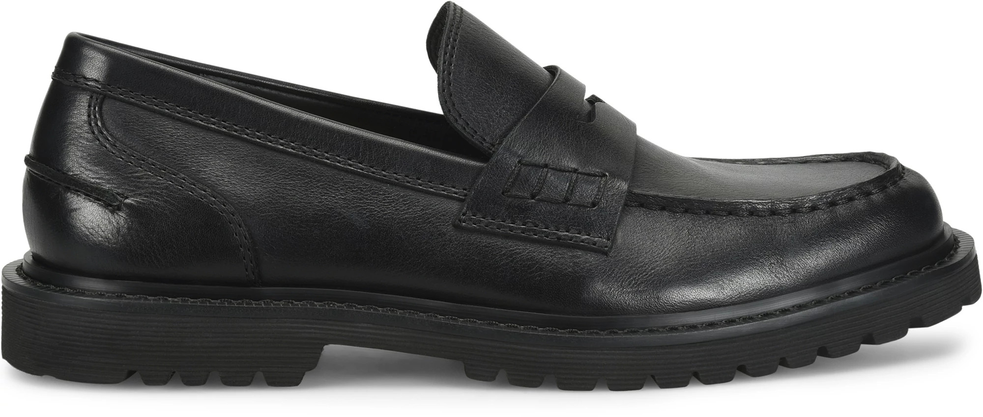 Waylon Leather Penny Loafers se muestra en la Black (Negro)