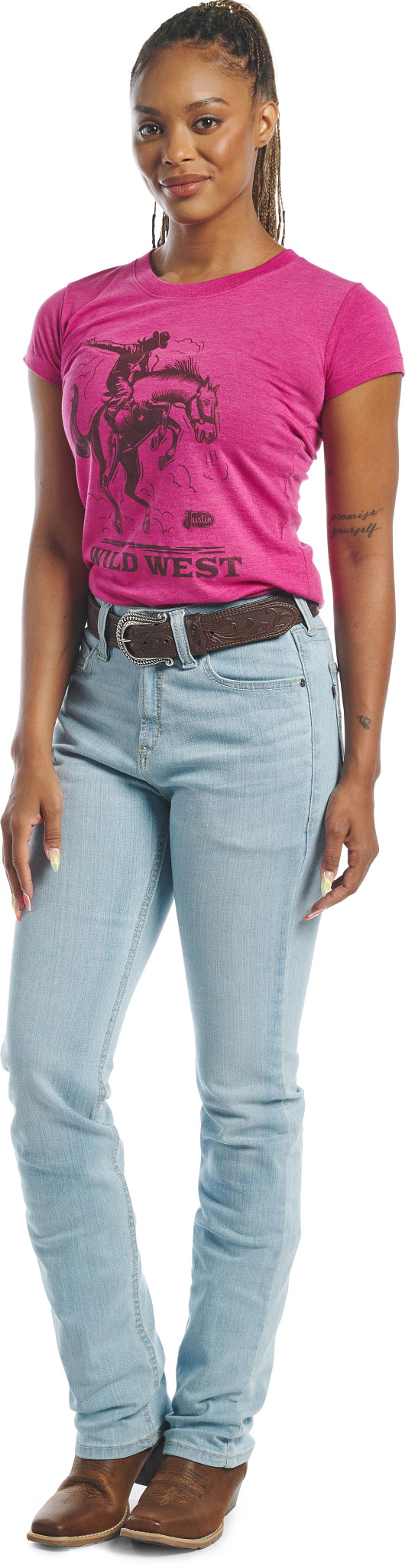 High Rise Straight Leg Womens shown in Stone Bleach (Blue)