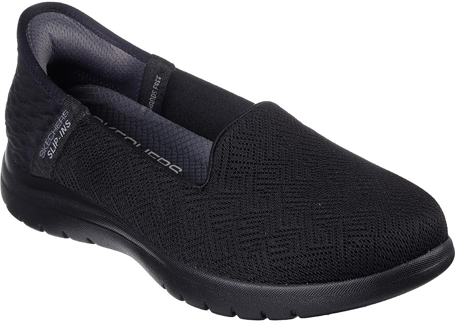 Womens black slip fashion on skechers