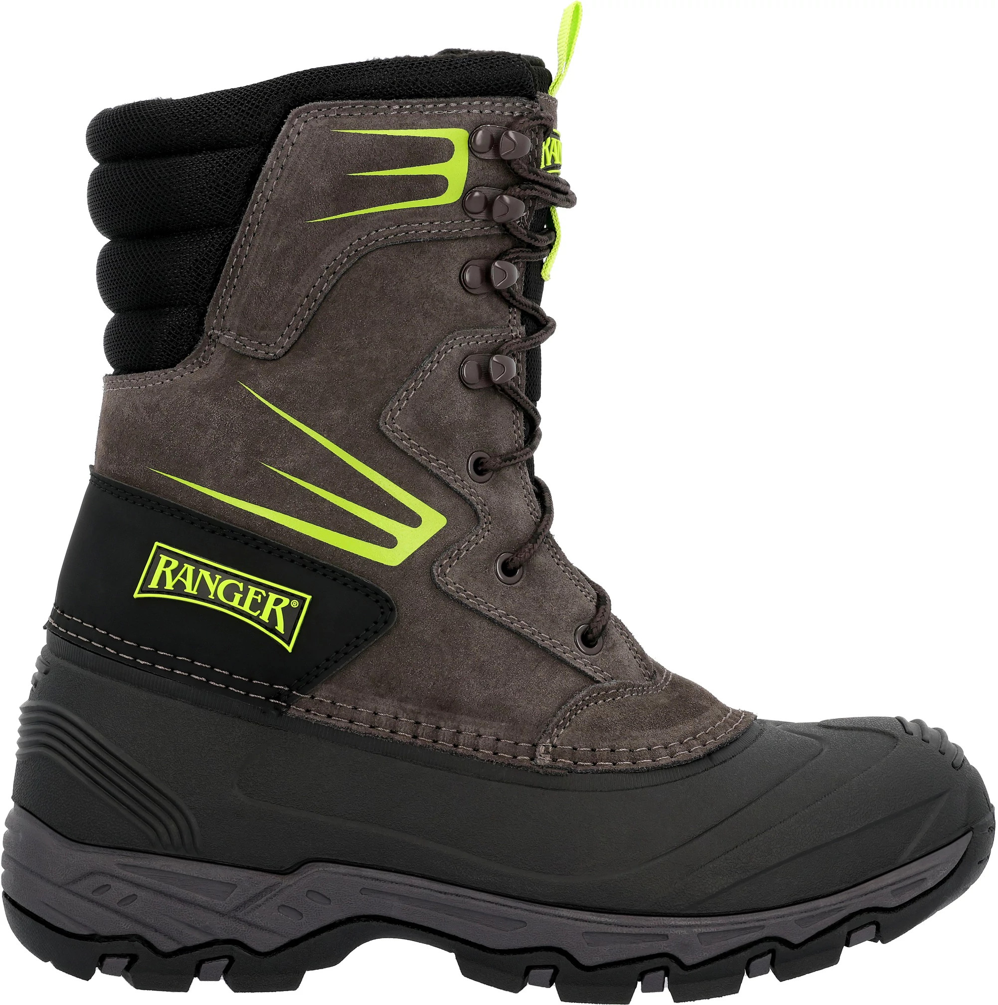 Men's Rocky Ranger Waterproof Fleece Lined Avalanche shown in Black Lime (Black)