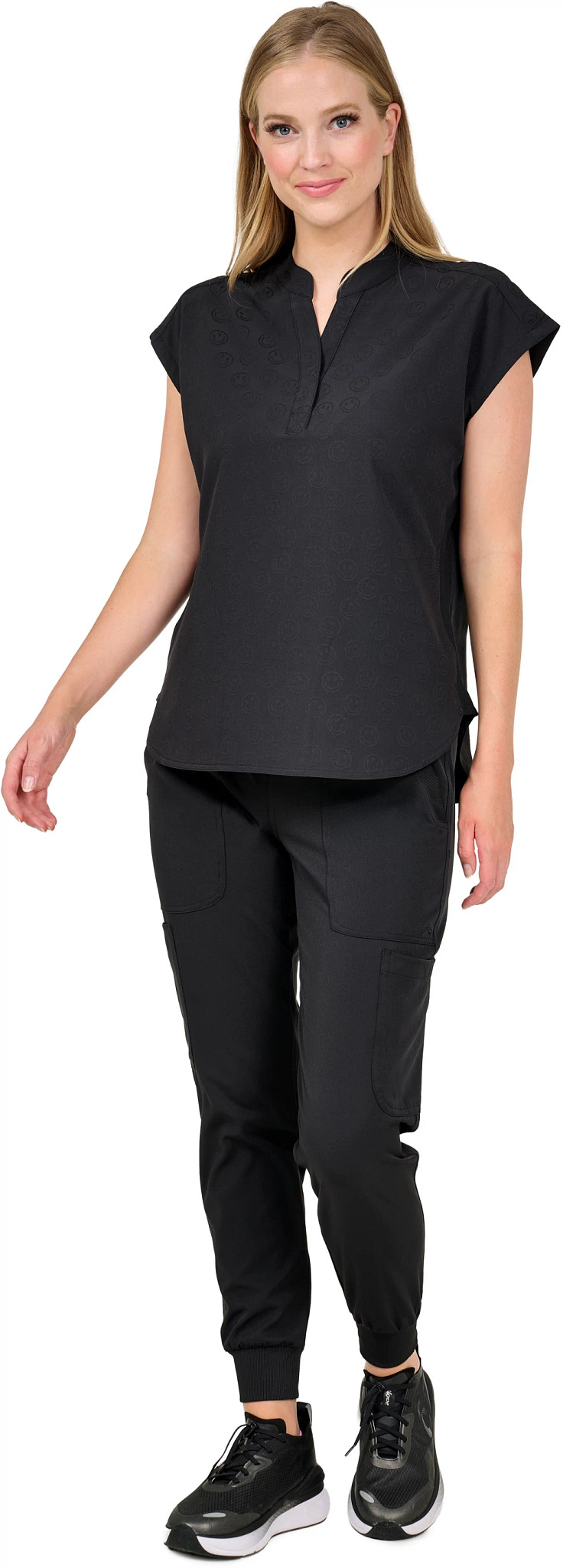 Women's Ava Therese Piper Smile Jacquard V Neck shown on model 