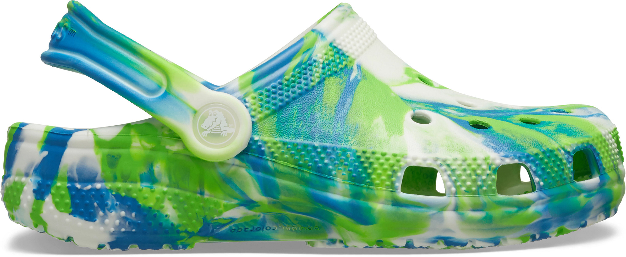 Toddler Boy's Crocs Classic Glow Marbled Clog shown in Prep Blue/Multi (Multicolor)