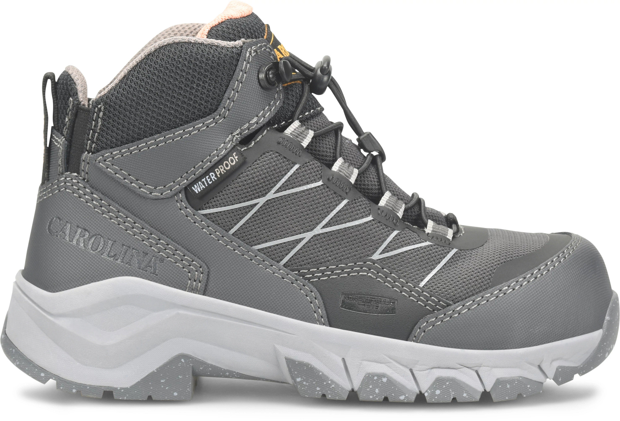 Women's Carolina Shoe Vya - Lightweight Ez-Entry Waterproof Comp Toe Hiker shown in Gray/Black (Black)