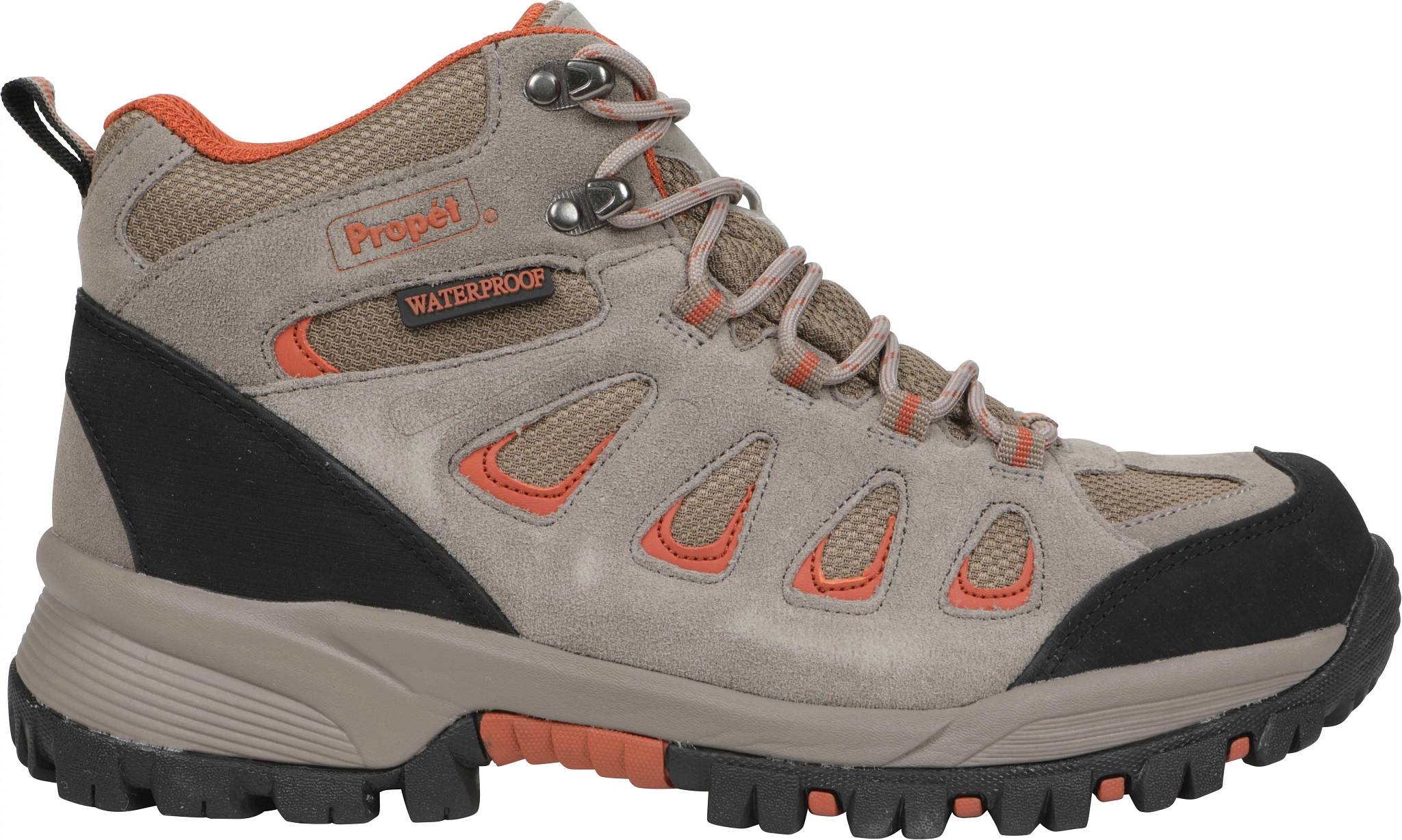 Men's Propet Waterproof Canyon Walker Hiker shown in Gunsmoke Orange (Grey)