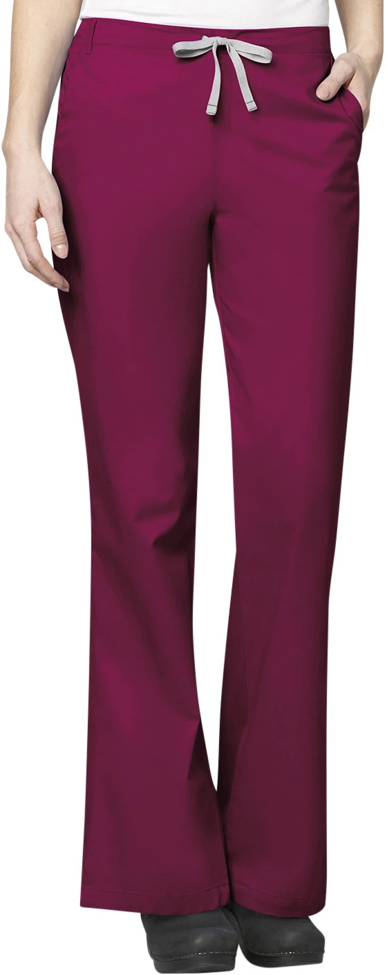 Women's Wonderwink Wonderwork Flare Leg Pant Petite shown in Burgundy (Burgundy)