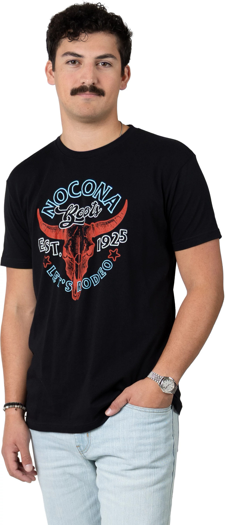 Nocona Graphic Bull Rider Tee shown in Black (Black)