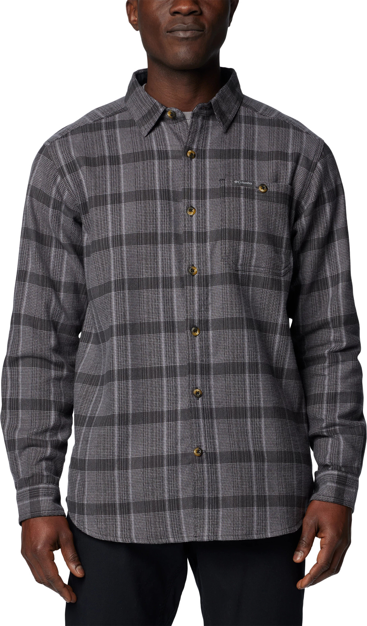 Men's Columbia Pitchstone Heavyweight Flannel Ii shown in Black Boro Plaid (Black)