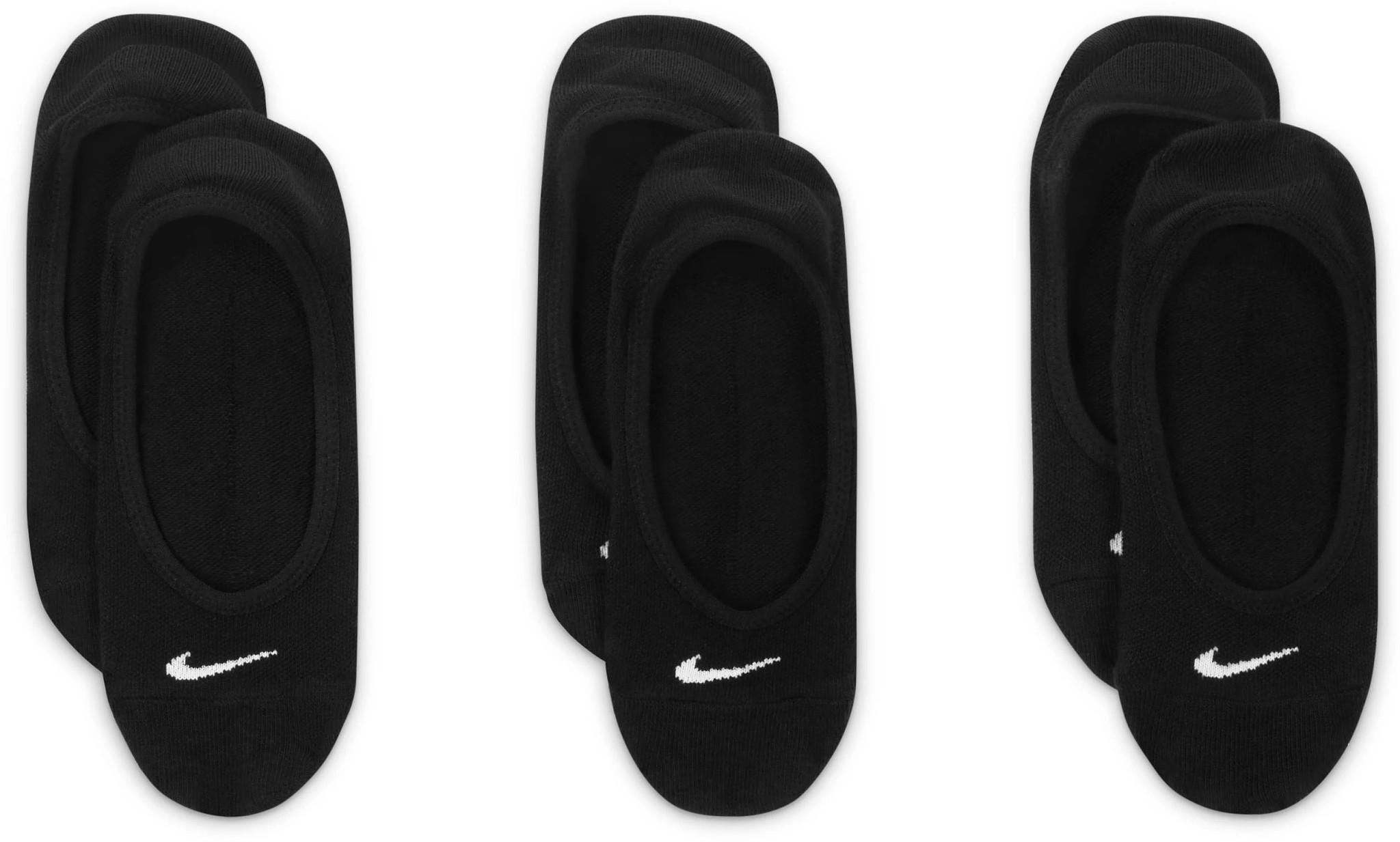 Women's Nike 3 Pack Footies shown in Black (Black)