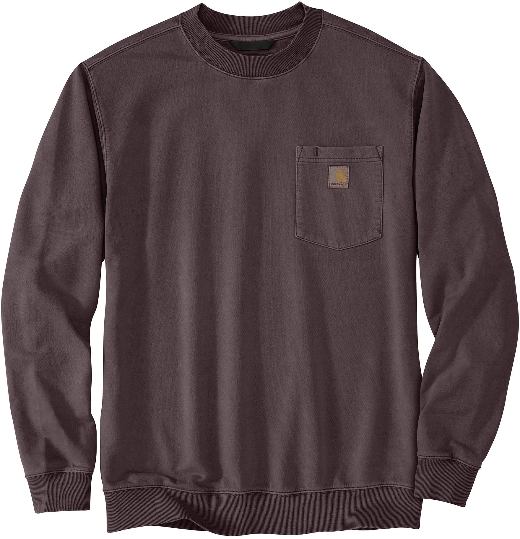 Men's Carhartt Garment Dye French Terry Crewneck Pocket Sweatshirt shown in Dark Sepia (Brown)