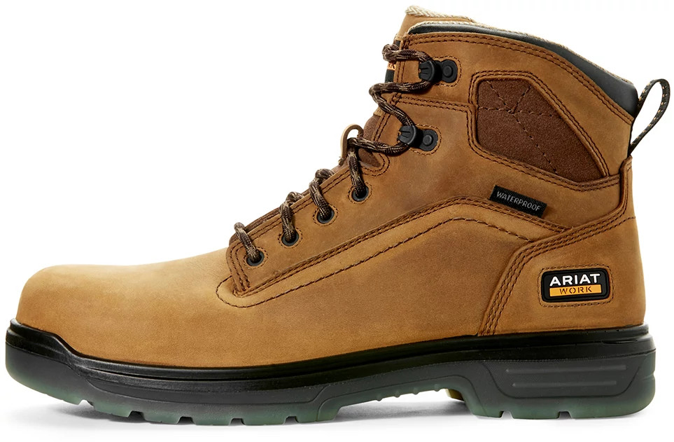 Men's Ariat 6 Inch Carbon Composite Toe Waterproof Eh Turbo H2o Da shown in Brown (Tan)