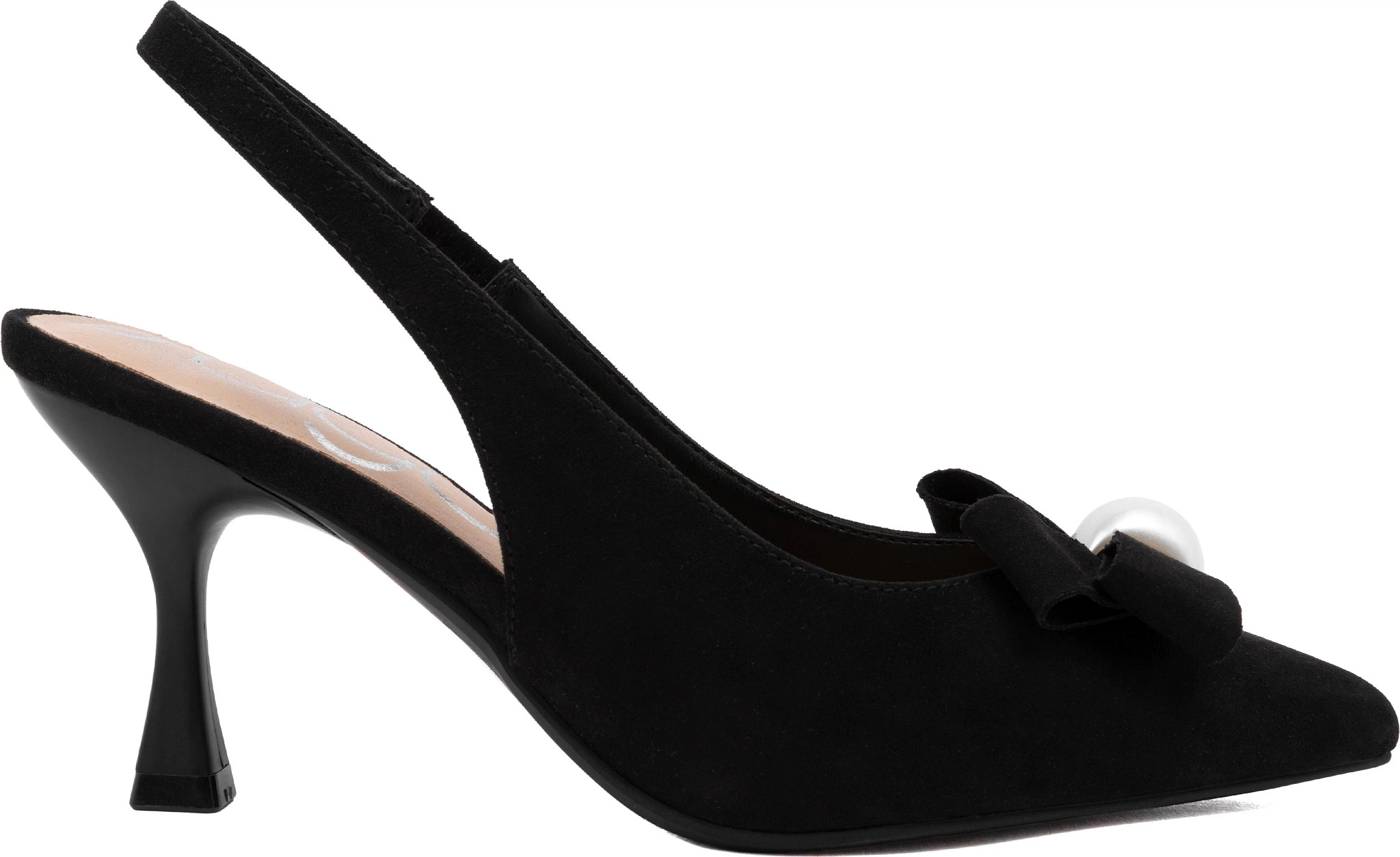 Women's Sugar Dazzy Bow Sling shown in Black Micro (Black)