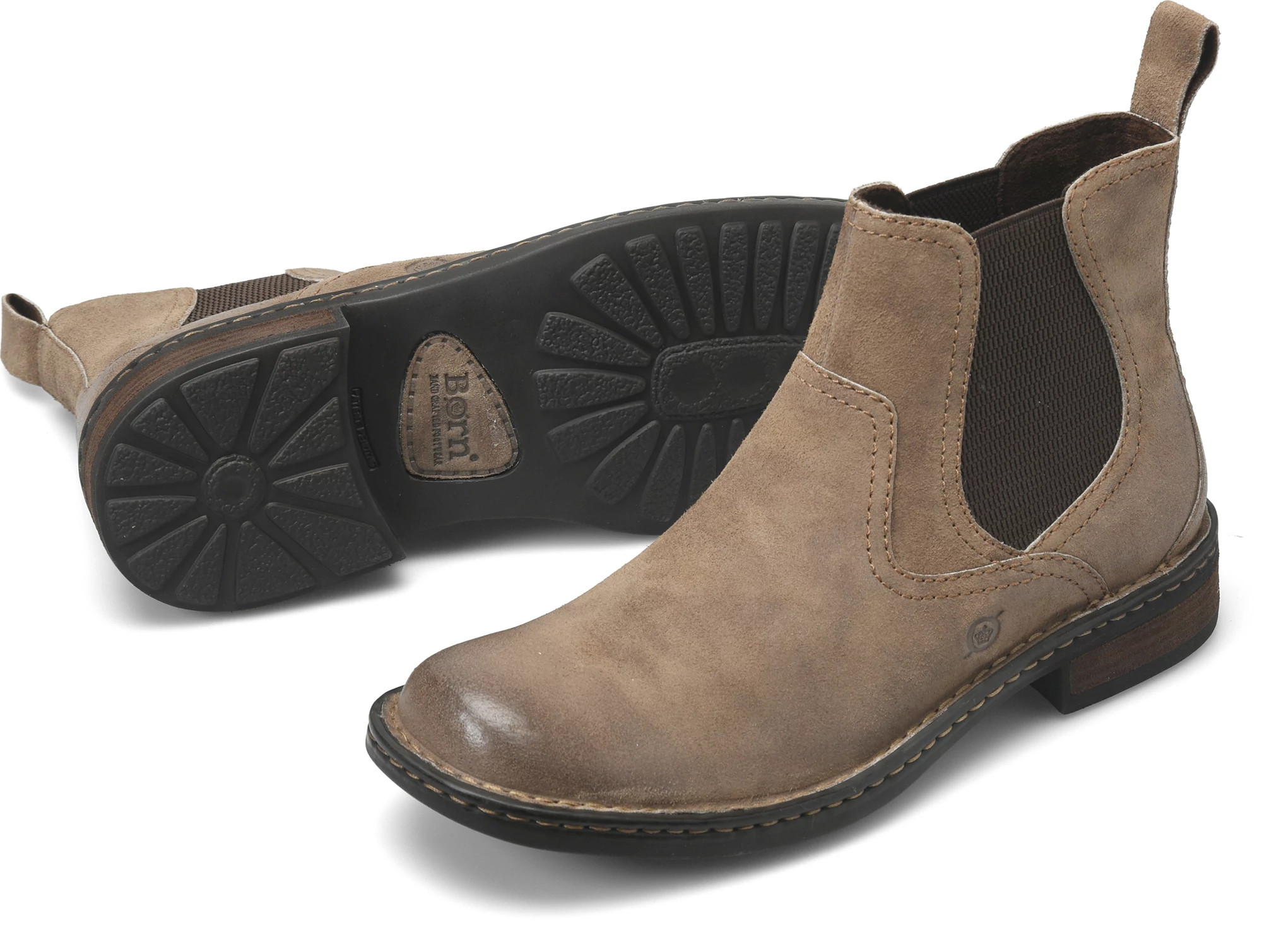 Hemlock shown in Taupe Suede (Tan)